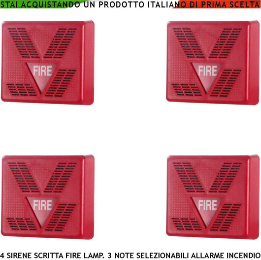 SIRENA ALLARME INCENDIO ROSSA 4 PEZZI SEGNALAZIONE SECURVERA SF-SIRCESAIPD
