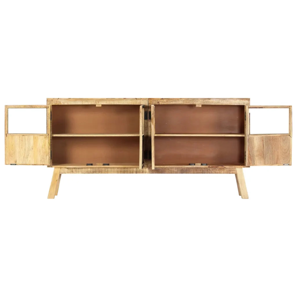 Credenza Marrone e Nera 160x30x80 cm Massello di Mango Grezzo 247994