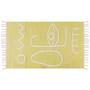 Tappeto giallo 80 x 150 cm poliestere con nappe stile boho soggiorno camera da letto