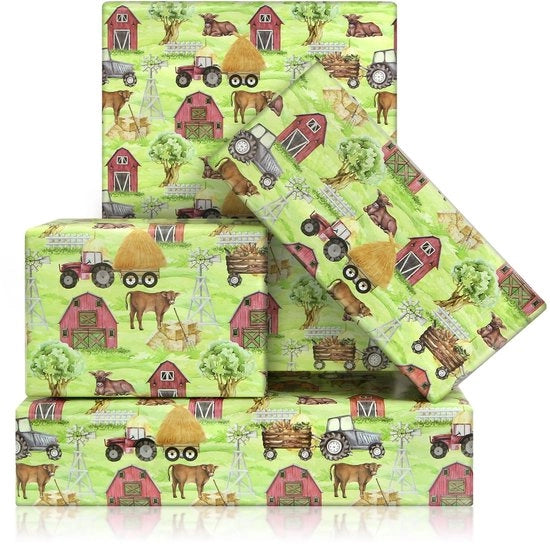 Pacco di carta per regali per bambini - 4 fogli 50x70cm - Adatto per bambini - Ideale per compleanni e feste di benvenuto