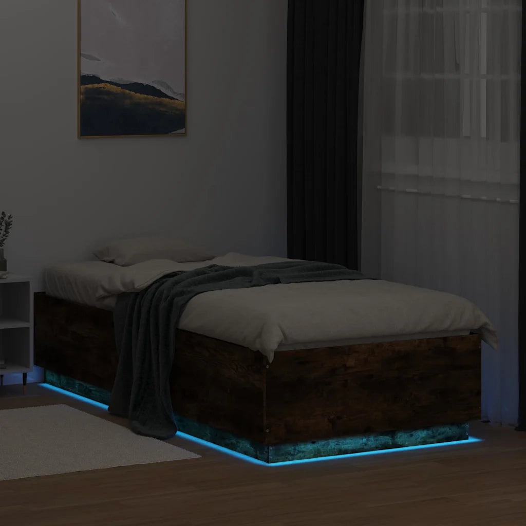 Giroletto con Luci LED Rovere Fumo 100x200 cm Legno Multistrato 3209629