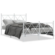 Letto matrimoniale | Letto per adulti | Giroletto con Testiera e Pediera Metallo Bianco 120x190 cm