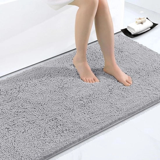 Badmat Antiscivolo con Microfibra - 60 x 120 cm, Grigio Chiaro