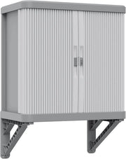 Cassettone a muro modulare con ante scorrevoli per interni e esterni - 2 piatti di supporto, plastica riciclata, grigio, Dimensioni: 59 x 36 x 59 cm