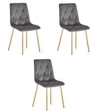 Sedia in velluto VALORA TYRA - Grigio scuro con gambe dorate x 3