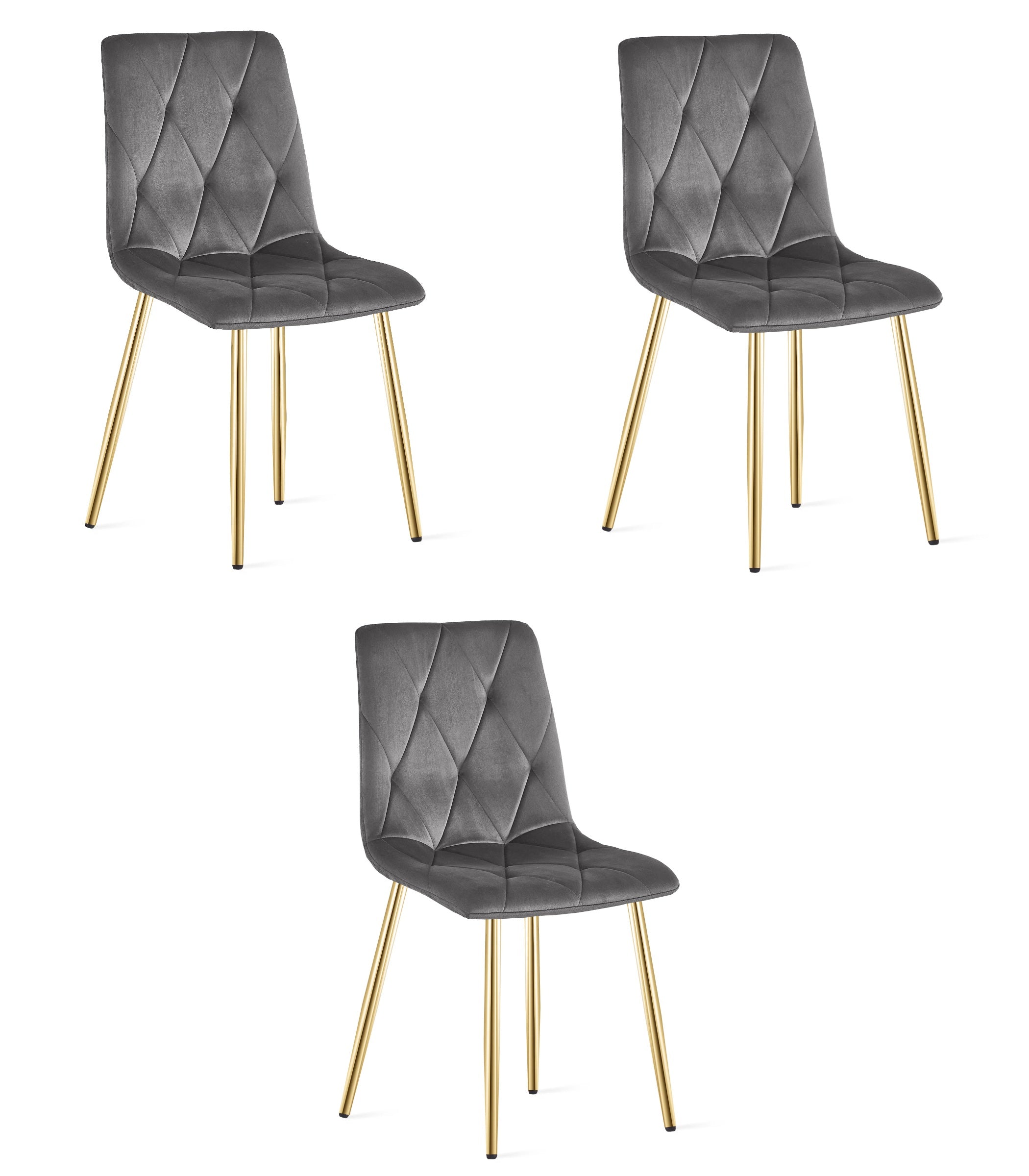 Sedia in velluto VALORA TYRA - Grigio scuro con gambe dorate x 3