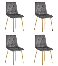 Sedia in velluto VALORA TYRA - Grigio scuro con gambe dorate x 4