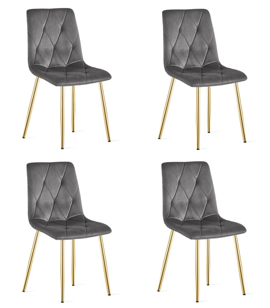 Sedia in velluto VALORA TYRA - Grigio scuro con gambe dorate x 4