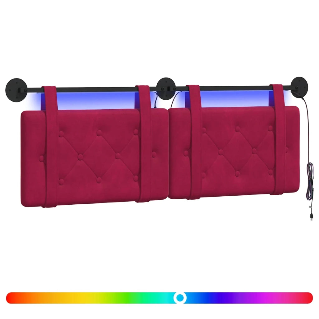 Testiera sospesa Con luce LED Rosso Vino Velluto 3424142
