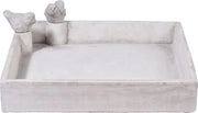 Bacino quadrato per uccelli selvatici - grande vasca per uccelli - 1 pezzo - bianco - cemento - 29 x 29 x 5 cm