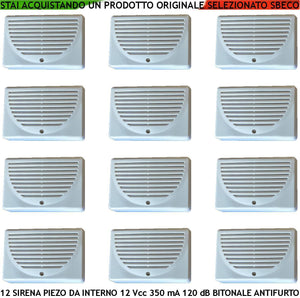 SIRENA DIFFUSORE PIEZOELETTRICA PER ANTIFURTO 12 PEZZI SECURVERA SS-SPSAPSBDTD