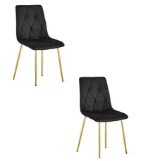 Sedia VALORA TYRA - Elegante velluto nero con gambe dorate x 2