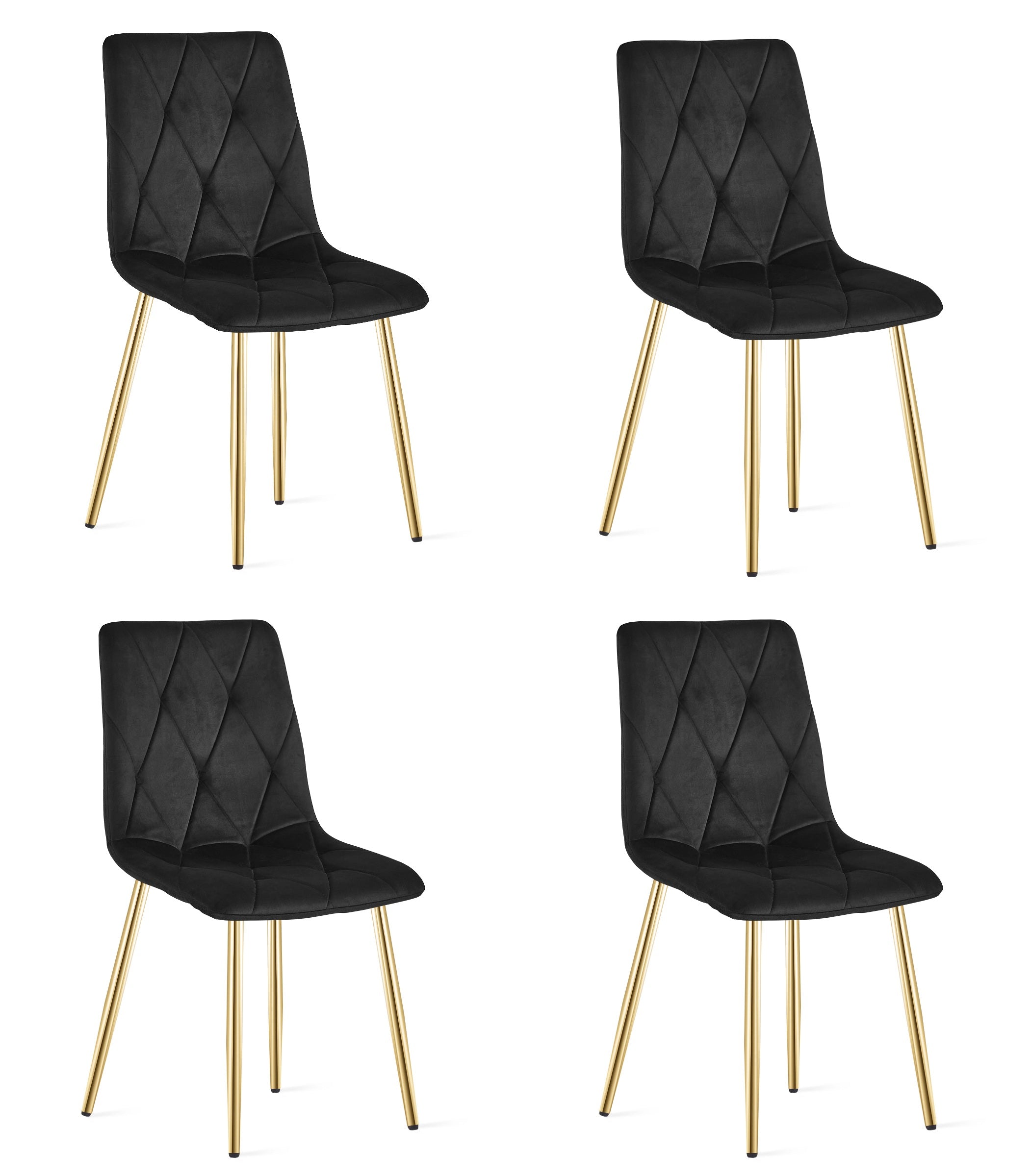 Sedia VALORA TYRA - Elegante velluto nero con gambe dorate x 4