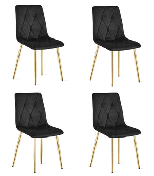 Sedia VALORA TYRA - Elegante velluto nero con gambe dorate x 4