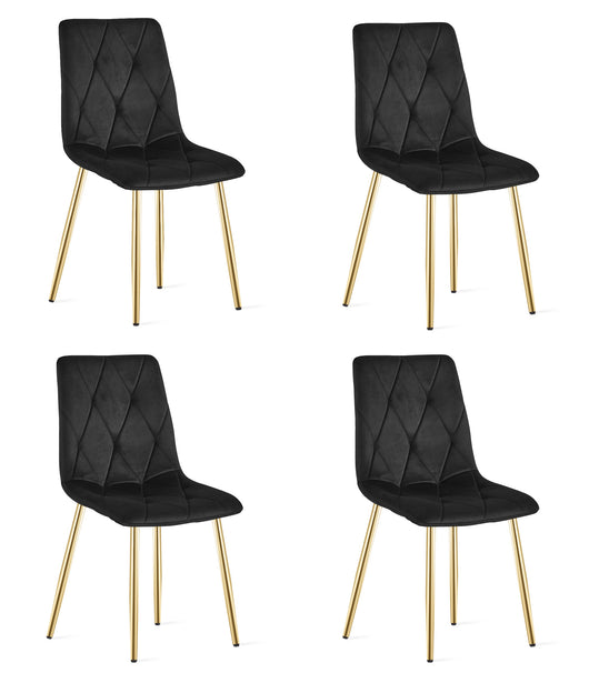 Sedia VALORA TYRA - Elegante velluto nero con gambe dorate x 4