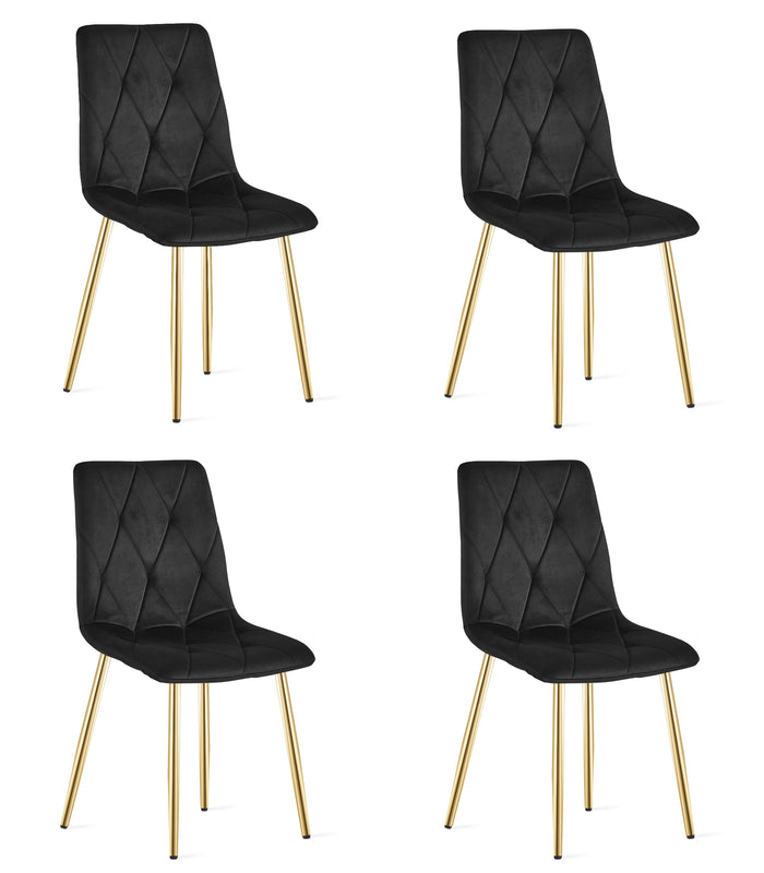 Sedia VALORA TYRA - Elegante velluto nero con gambe dorate x 4