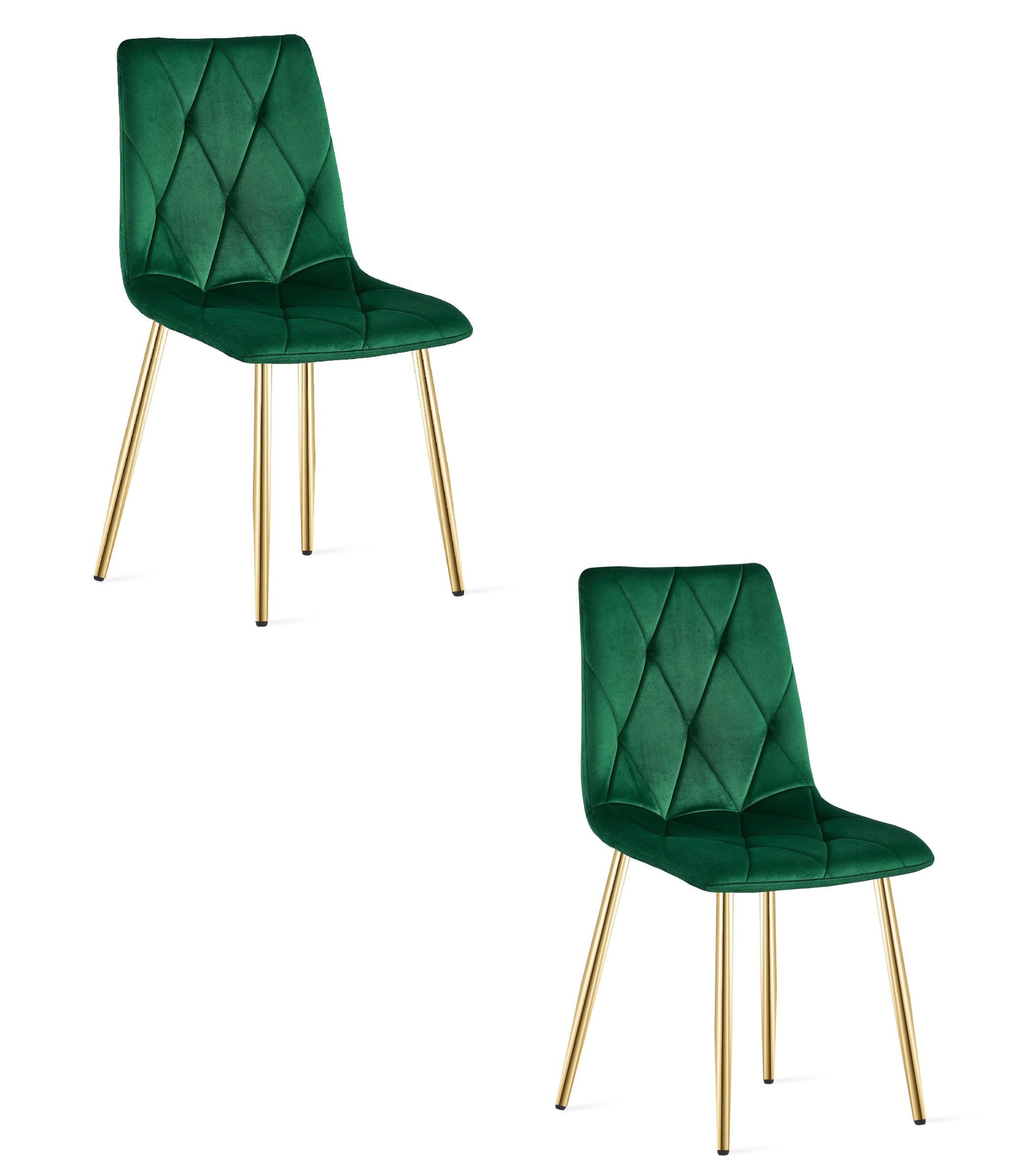 Sedia VALORA TYRA in velluto verde scuro con gambe dorate x 2