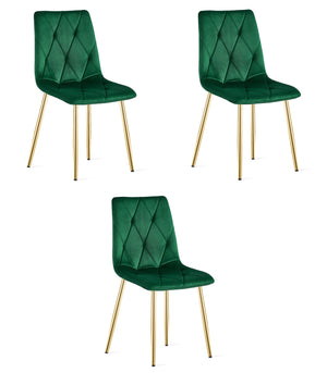 Sedia VALORA TYRA - Velluto verde scuro con gambe dorate x 3