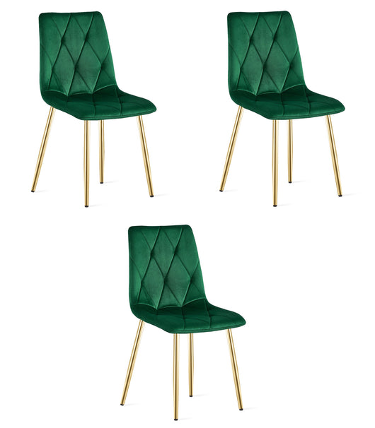 Sedia VALORA TYRA - Velluto verde scuro con gambe dorate x 3