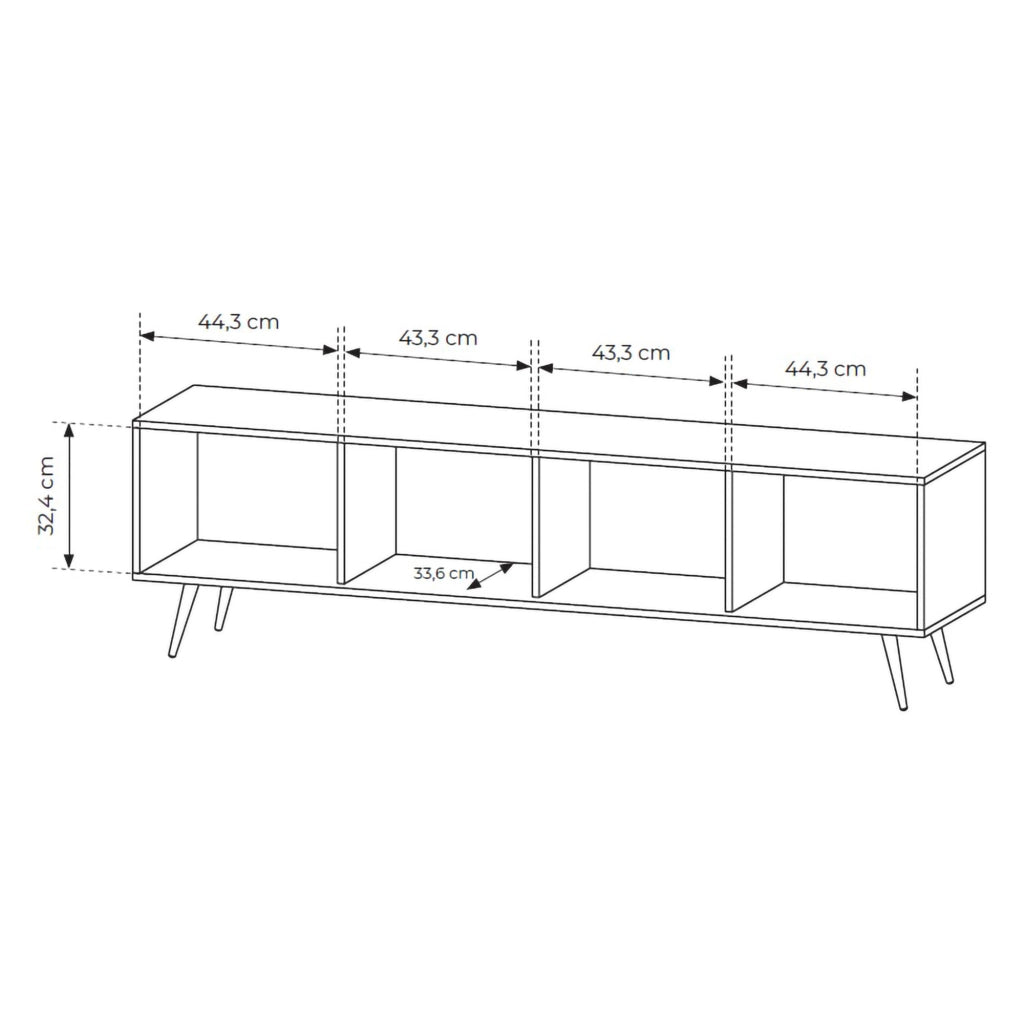Kafami, Mobile Porta tv un Ripiano, 183x40x54h cm Marrone Noce