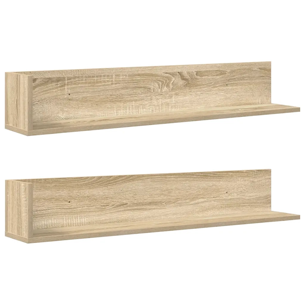 Mensole Parete 2pz Rovere Sonoma 100x16,5x16,5 cm in Truciolato 860042
