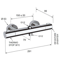 Rubinetto esterno doccia termostaticocon attacco alto da 1/2 - serie elegance