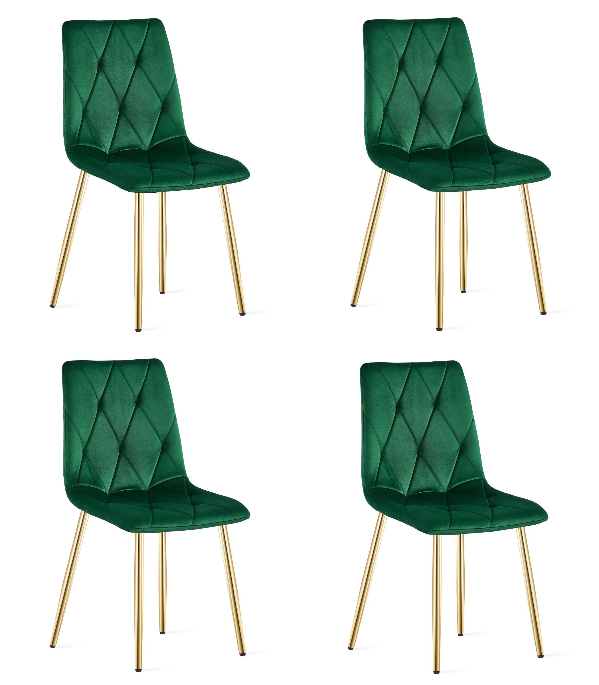 Sedia VALORA TYRA - Rivestimento in velluto verde scuro con gambe dorate x 4