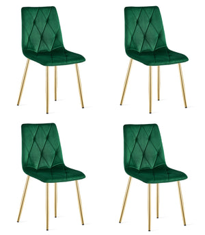 Sedia VALORA TYRA - Rivestimento in velluto verde scuro con gambe dorate x 4
