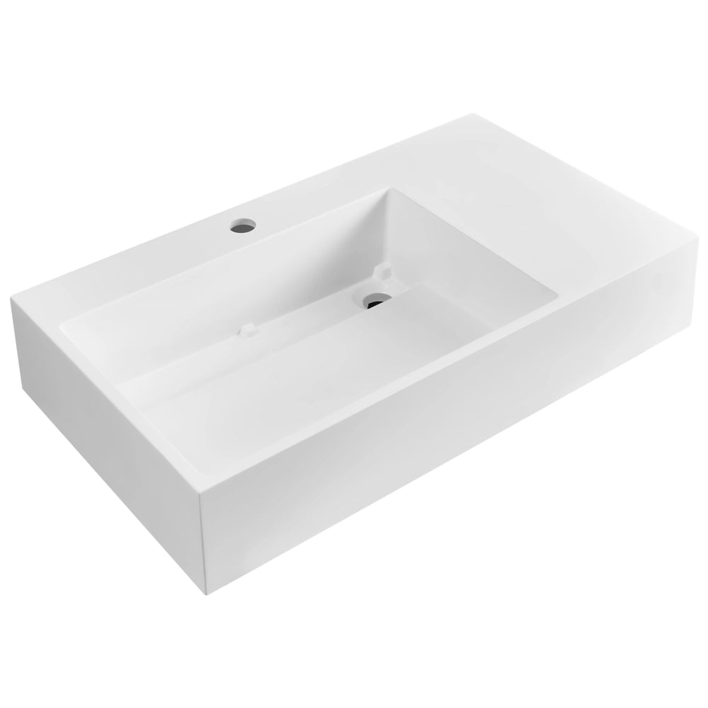 Lavabo bagno rettangolare in ceramica bianco 75 x 43 cm Lavello da bagno rettangolare