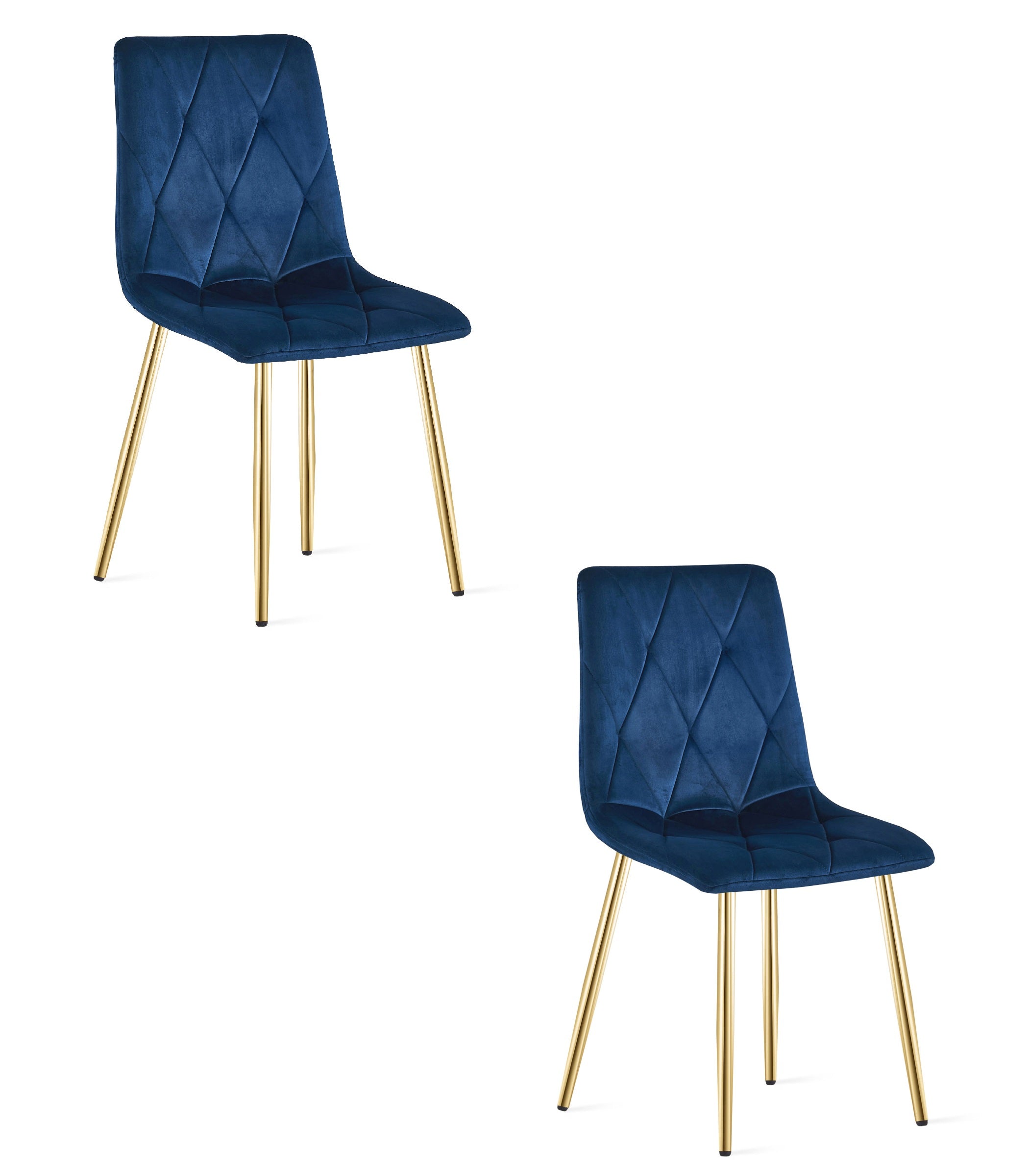 Sedia VALORA TYRA in velluto blu navy con gambe dorate x2