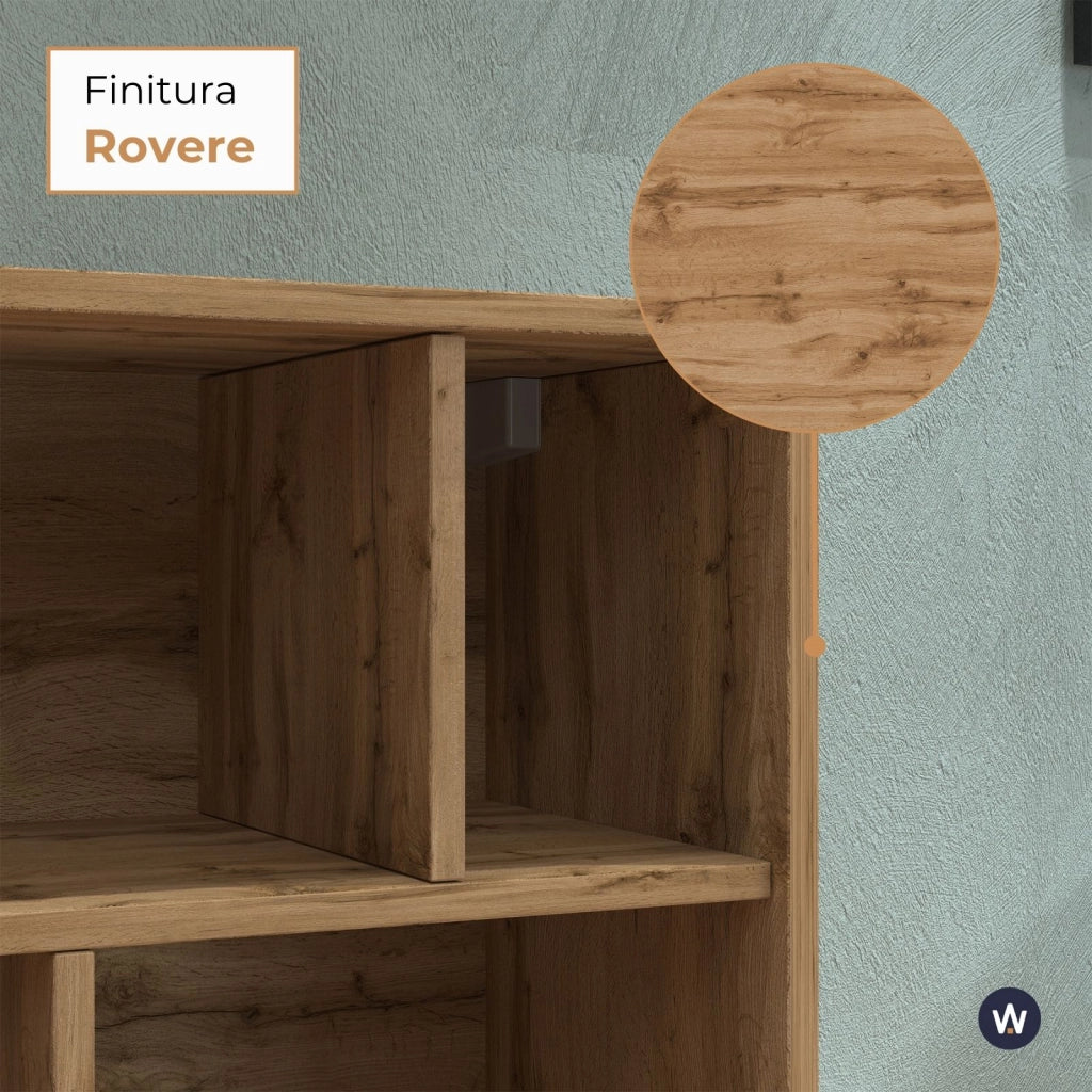 WHOUS Pensile a giorno Chronos con 4 vani rovere 50x35x50 cm