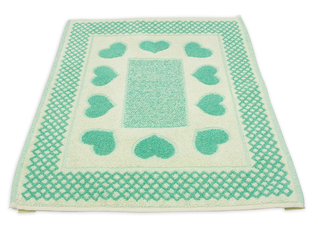 Tappeto Bagno Doccia Spugna Tappetino Assorbente Cotone Pelo Corto Mod. Love O.B - 60x90 - Verde Acqua