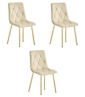 Sedia VALORA TYRA - Elegante velluto beige chiaro per soggiorno x 3