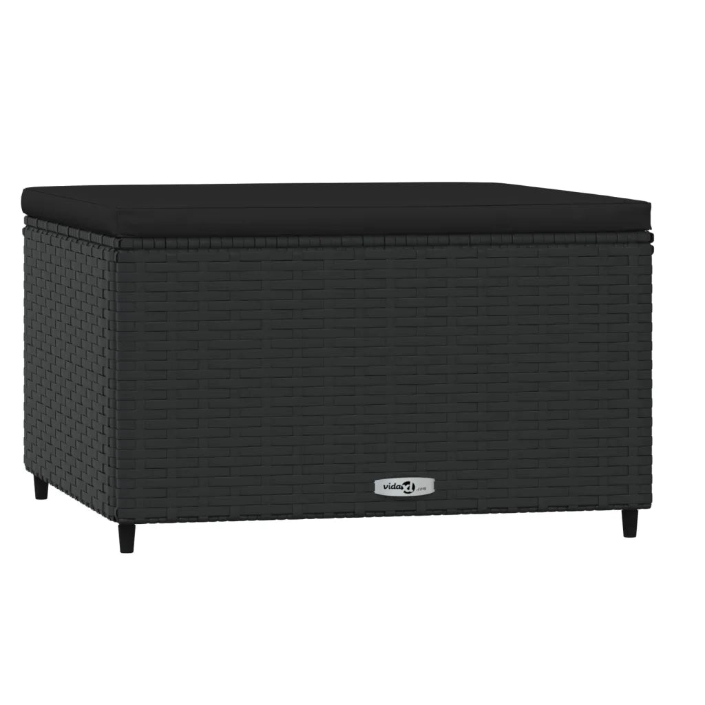 Poggiapiedi da Giardino con Cuscini in Polyrattan Nero CFW9940111