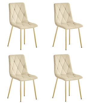 VALORA TYRA Sedia in velluto - Beige chiaro x 4