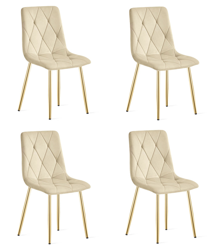 VALORA TYRA Sedia in velluto - Beige chiaro x 4