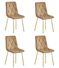 Sedia in velluto VALORA TYRA - Marrone con gambe dorate x 4