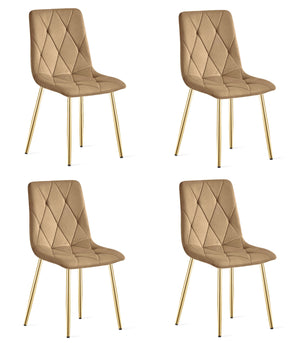 Sedia in velluto VALORA TYRA - Marrone con gambe dorate x 4