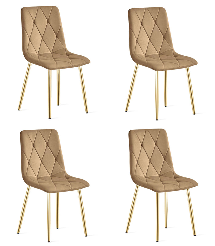 Sedia in velluto VALORA TYRA - Marrone con gambe dorate x 4