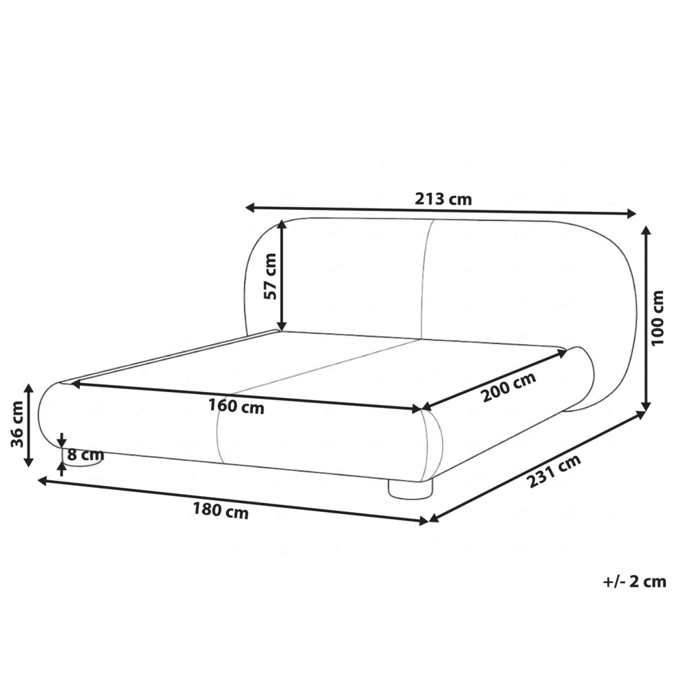 Letto rivestito in bouclé tortora 160 x 200 cm design minimalista retrò camera da letto