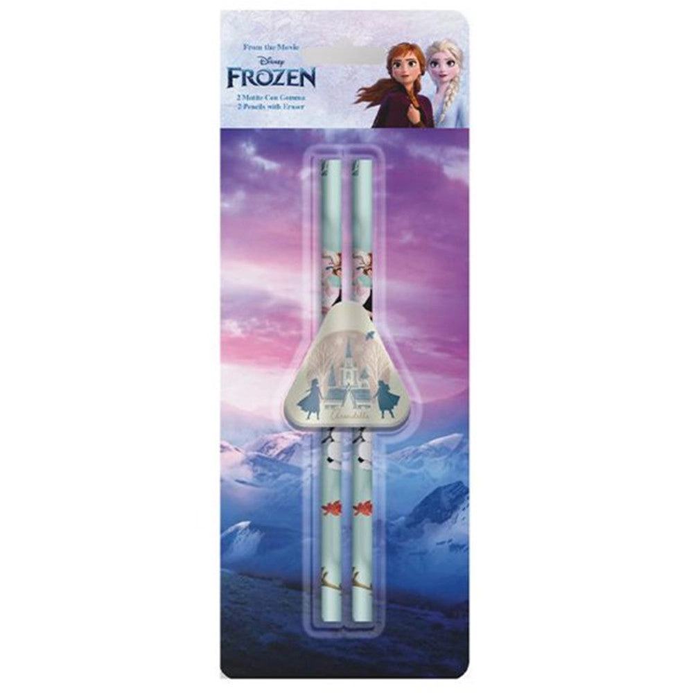Trade Shop - Set 2 Pz Matite Con Gomma Triangolare Grafica Frozen Cancelleria Scuola Bambine 960658 -