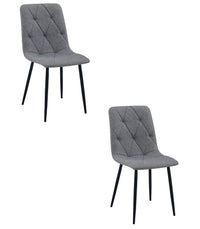 Sedia imbottita VALORA TYRA - Elegante tessuto grigio scuro / gambe nere x 2
