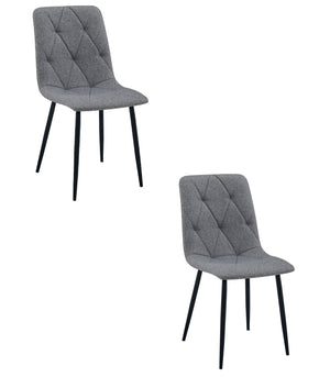 Sedia imbottita VALORA TYRA - Elegante tessuto grigio scuro / gambe nere x 2