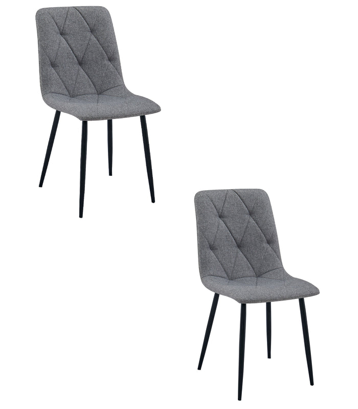 Sedia imbottita VALORA TYRA - Elegante tessuto grigio scuro / gambe nere x 2