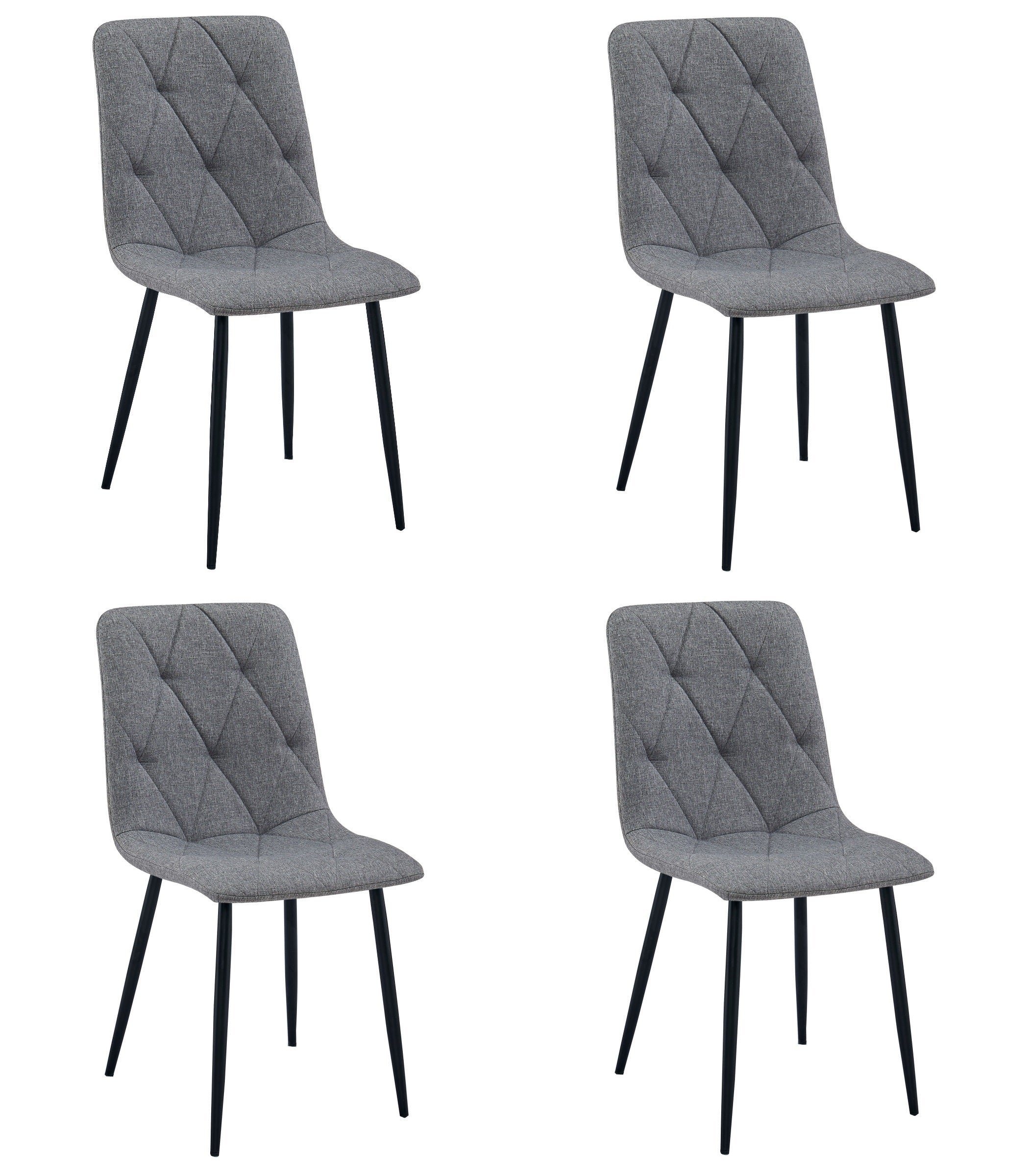 Sedia imbottita VALORA TYRA - Elegante tessuto grigio scuro / gambe nere x 4
