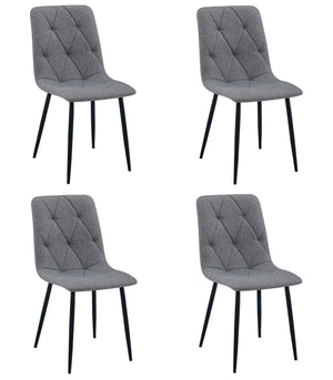 Sedia imbottita VALORA TYRA - Elegante tessuto grigio scuro / gambe nere x 4