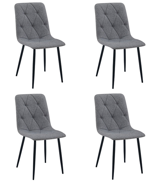 Sedia imbottita VALORA TYRA - Elegante tessuto grigio scuro / gambe nere x 4