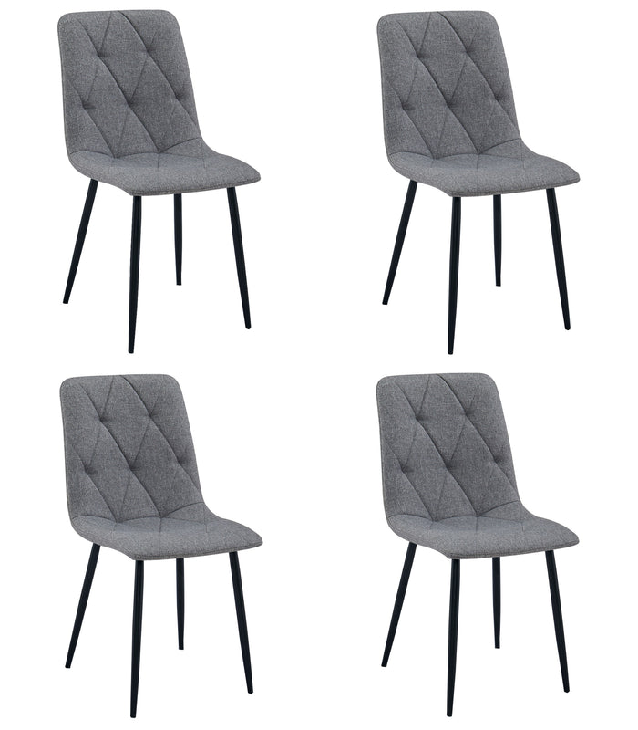 Sedia imbottita VALORA TYRA - Elegante tessuto grigio scuro / gambe nere x 4