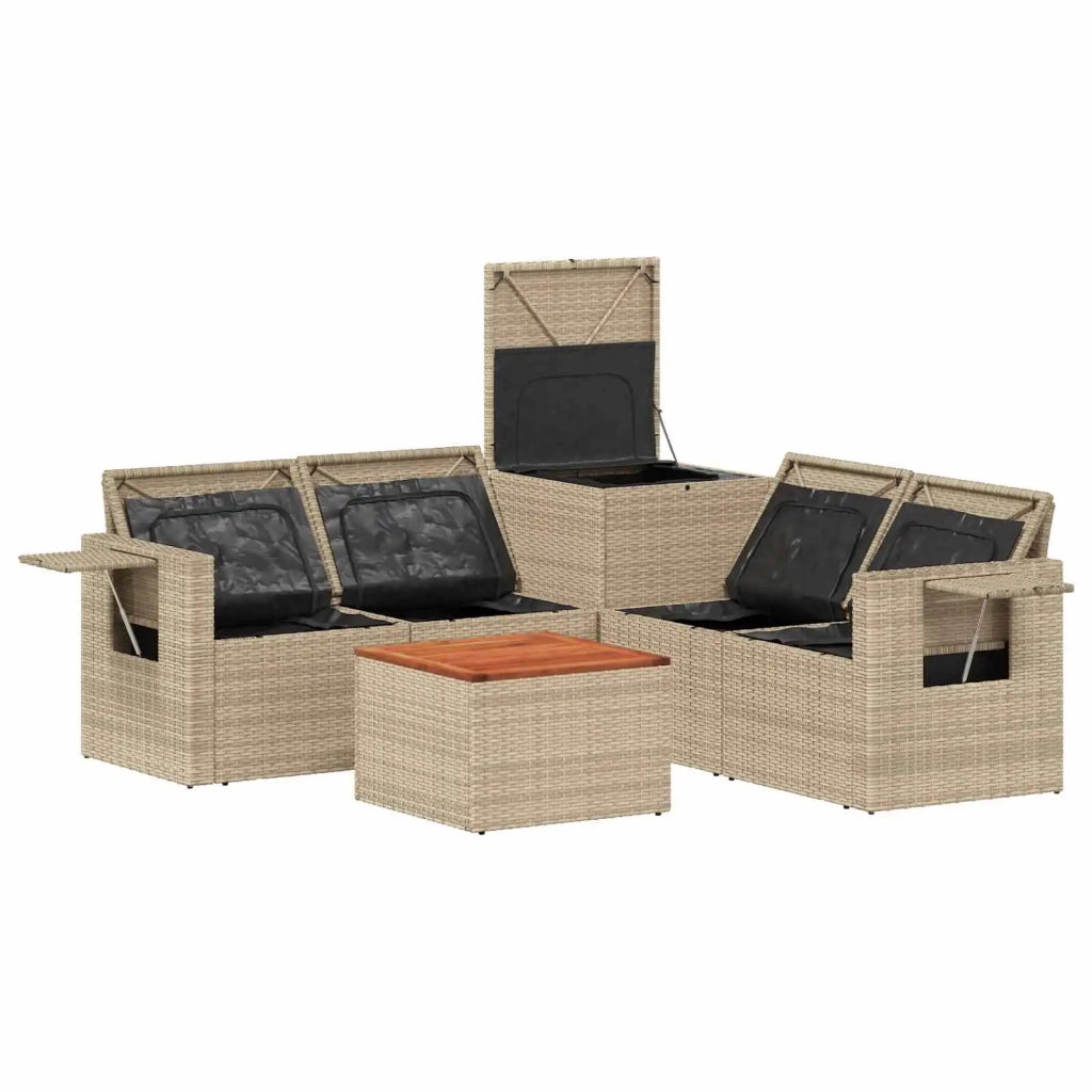 Set di divani 6 pz Beige e Bianco Crema 3447472