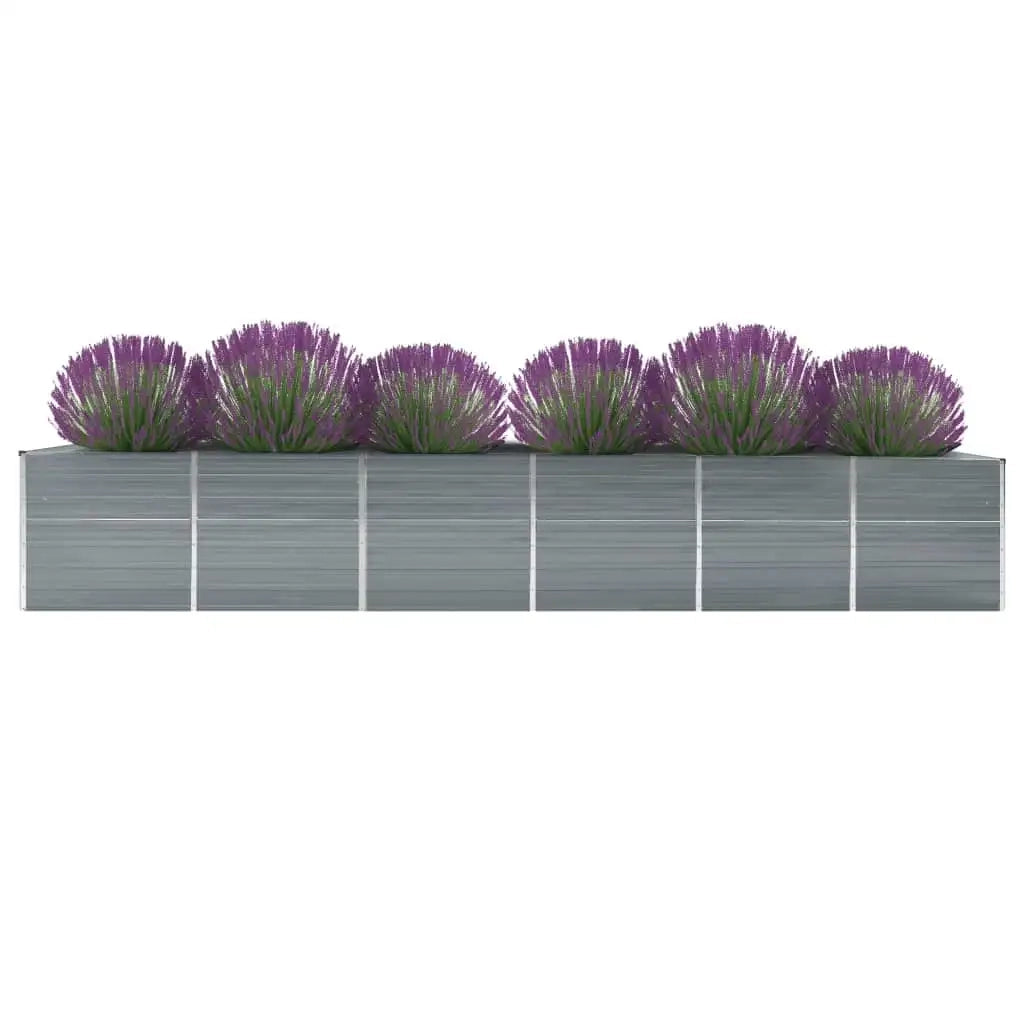 Letto Rialzato Giardino in Acciaio Zincato 480x80x77 cm Grigio 47068